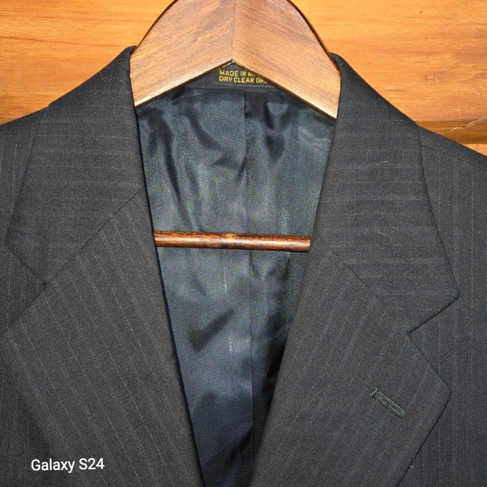 CRICKETEER Mens 42S W36 Navy Pinstripe Wool‎ Suit Jacket Blazer